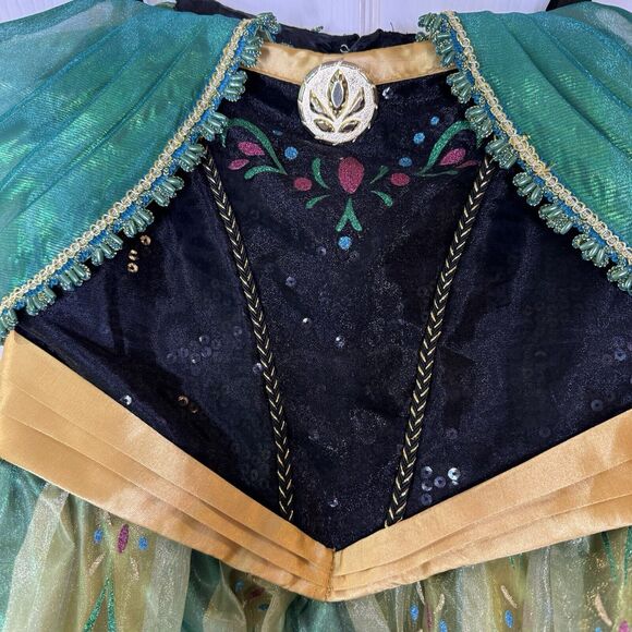Disney Store Frozen Princess Anna Deluxe Coronation Costume Girls Sz 9/10 EUC - Picture 4 of 9